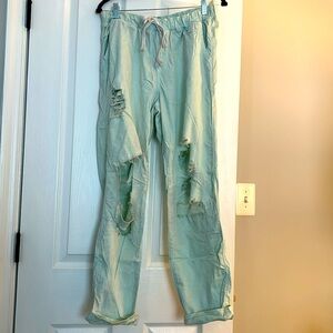 Distressed Mint Green Pants